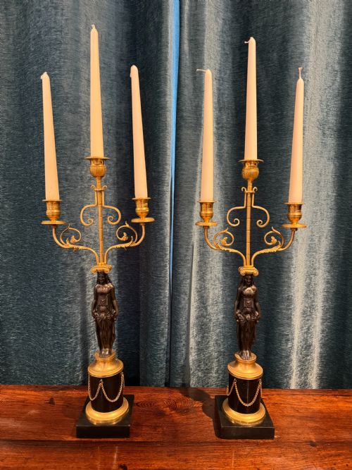 fine regency period ormolu patinated figural candelabra circa 181015 - CATEGORY: ANTIQUE LIGHTING - DATED REGENCY