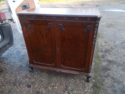 Carved Chippendale Revival 2 Door Side Cabinet