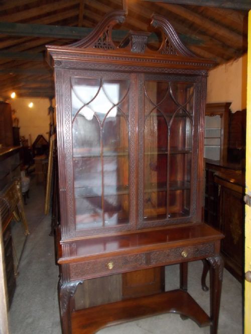 EDWARDIAN CARVED MAHOGANY DISPLAY CABINET - ADDITIONAL PHOTO 1