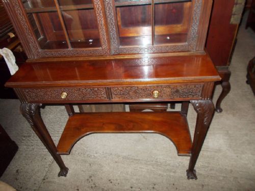 EDWARDIAN CARVED MAHOGANY DISPLAY CABINET - ADDITIONAL PHOTO 3