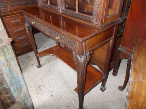 EDWARDIAN CARVED MAHOGANY DISPLAY CABINET - ADDITIONAL PHOTO 6