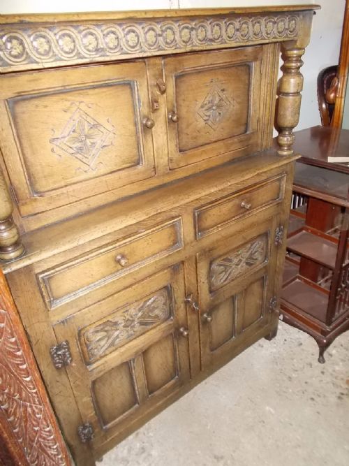 Small Early 20th Century "Ipswich Oak"panelled Side Cupboard