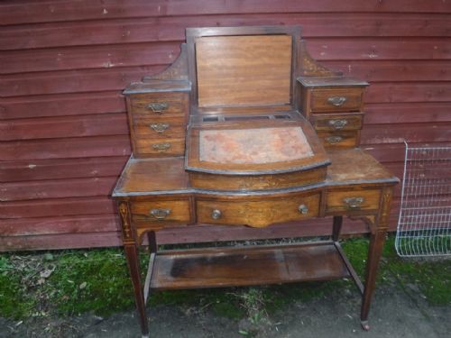 Late 19th Century Inlaid Rosewood Bonheur Du Jour/writing Desk