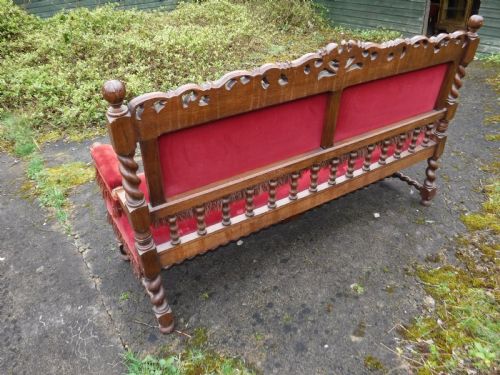 GOOD LATE 19TH CENTURY CARVED OAK HALL SEAT - ADDITIONAL PHOTO 4