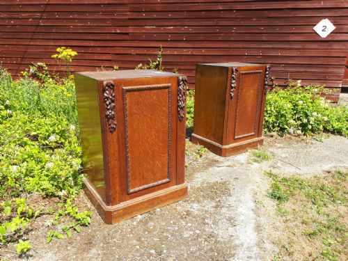 Pair Large Oak Country House Hall Pedestals