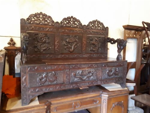 Oriental Carved Hall Seat.