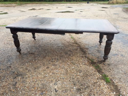 Late 19th Century Carved Extending Kitchen Table.
