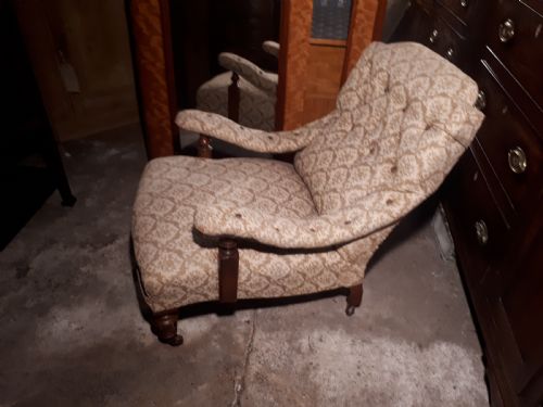 Late 19th Century Upholstered Armchair in the Manner of Howard