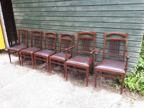 Set of Edwardian Inlaid Mahogany Dining Chairs