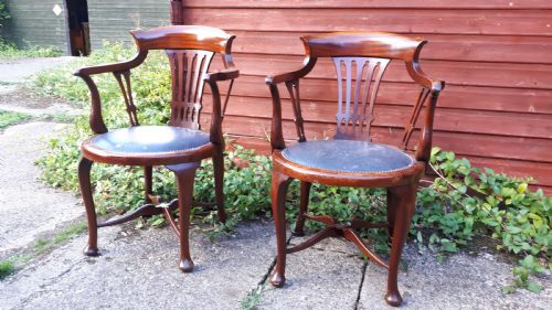 Pair of Early 20th Century Mahogany Desk Armchairs