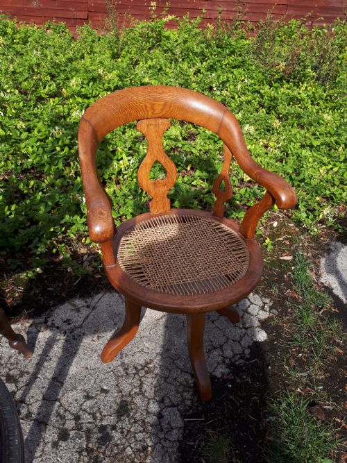 Late Victorian Oak Revolving Desk Armchair