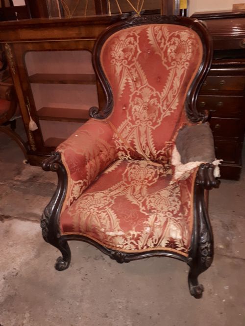 Large Victorian Library Spoon Back Armchair.
