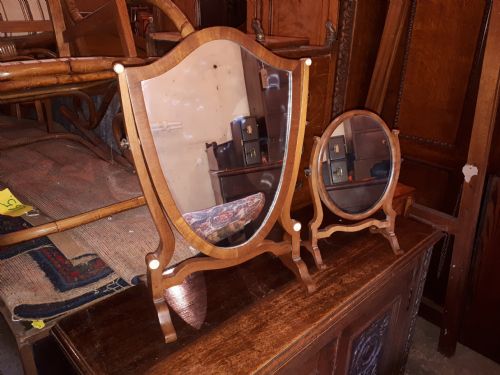 2 Early 20th Century Mahogany Skelton Frame Dressing Mirrors