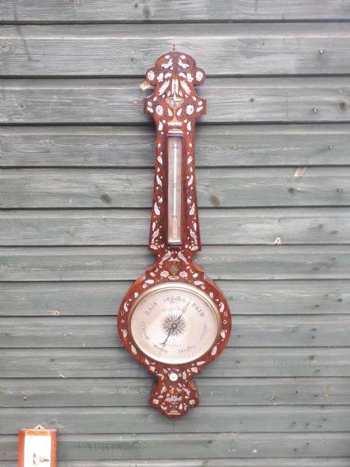 19th Century Inlaid Rosewood Barometer