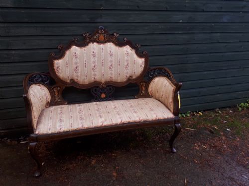 Edwardian Inlaid Mahogany Window Seat