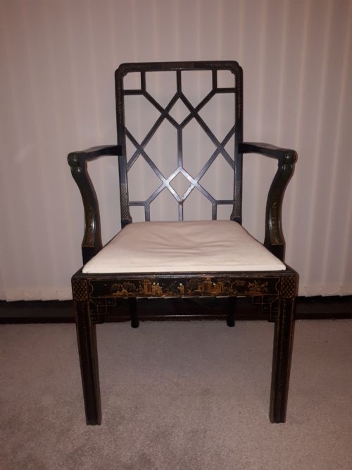 Decorated and Lacquered Desk Armchair
