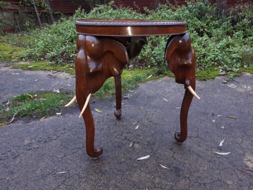 Early 20th Century Carved Elephant Occasional Table