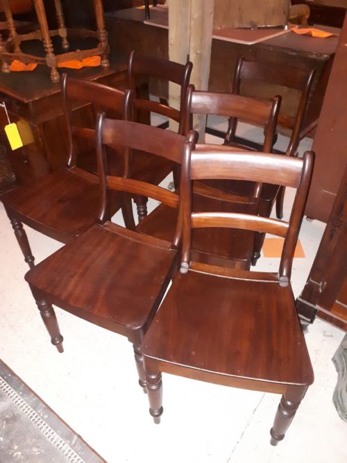 Good Set of Regency Mahogany All Wood Dining Chairs