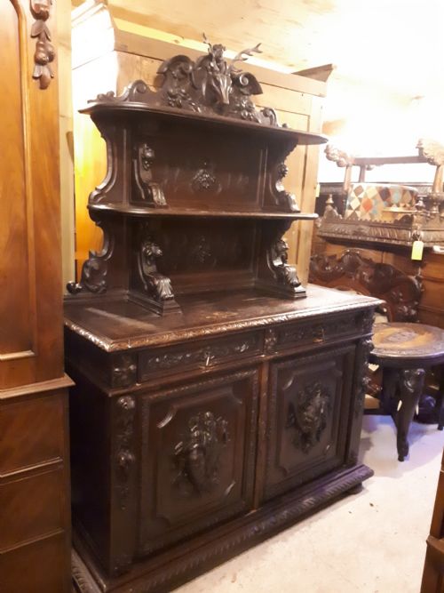 19th Century Carved Oak Side Cabinet