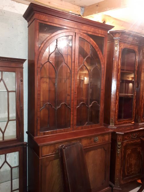 Edwardian Mahogany Library Bookcase Cabinet