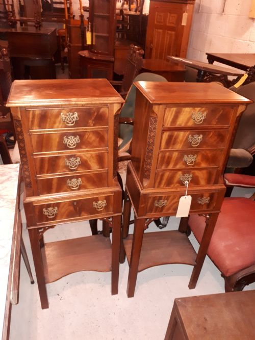 Pair of Mahogany Chests on Stands.