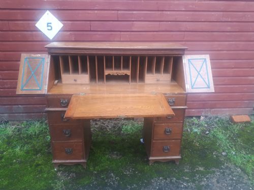 Edwardian  Oak Writing Desk.