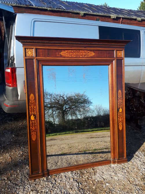 Large 19th Century Inlaid  Wall Mirror