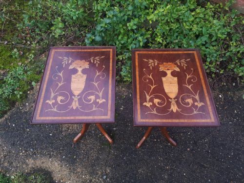 Pair of Edwardian Inlaid Mahogany Mahogany Occasional Tables