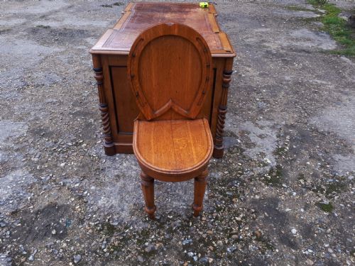 Unusual Mid 19th Century Oak Horse Shoe Back Hall Chair.