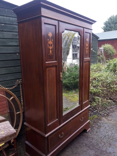 Edwardian Inlaid Mahogany Hall Wardrobe