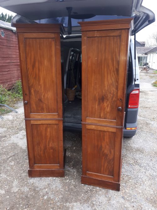 Useful Pair of 19th Century Mahogany "Sentry Box"wardrobes