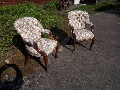 Pair of 19th Century Mahogany Library Desk Armchairs