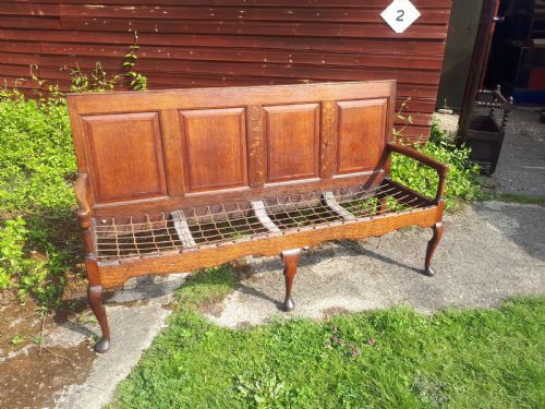 Late Georgian Panelled Back Oak Hall Seat.