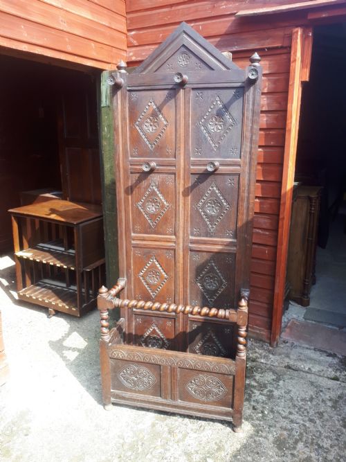 Neat Country House Panelled Oak Hall Stand
