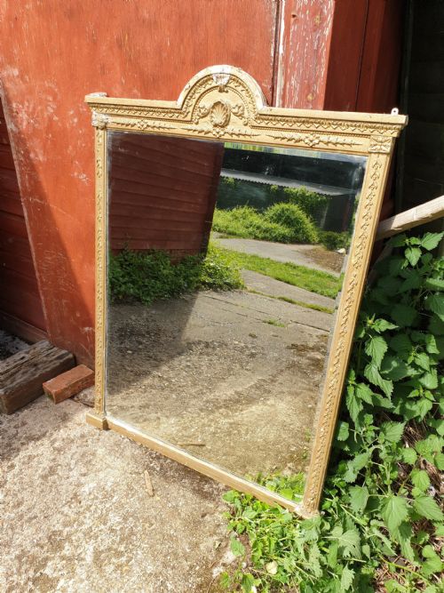 Late 19th Century Gilt Frame Bevel Edge Overmantel Mirror