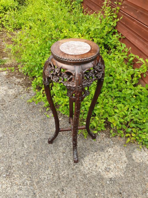 Carved Chinese Marble Top Stand