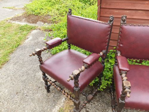 PAIR OF LATE 19TH CENTURY OAK ARMCHAIRS - ADDITIONAL PHOTO 4
