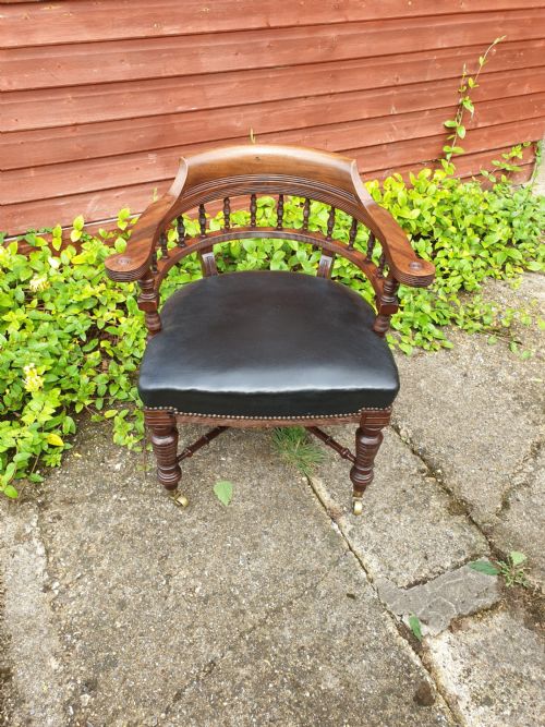 Late Victorian Mahogany Desk Armchair with Makers Stamp.