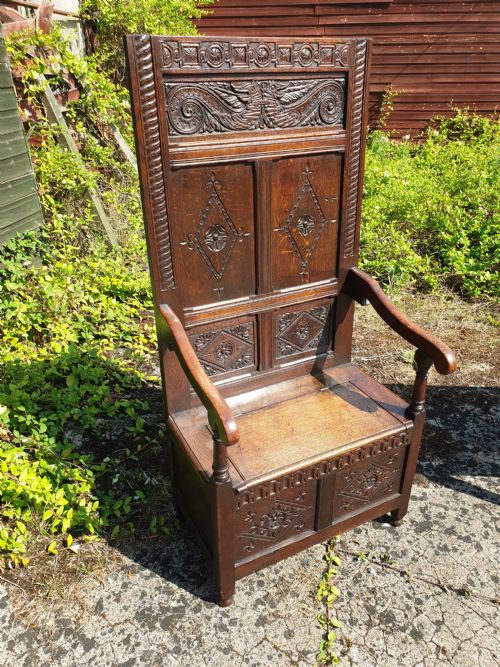 Good 19th Century Oak Box Seat Hall Seat