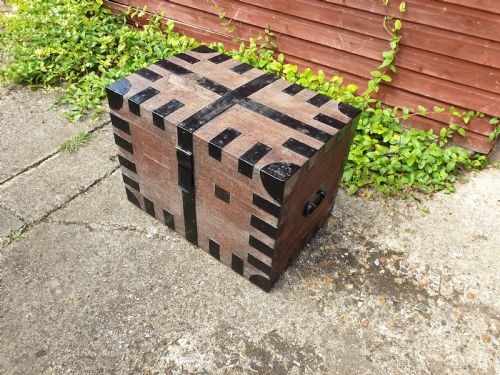 Victorian Oak Iron Bound "Silver" Chest.