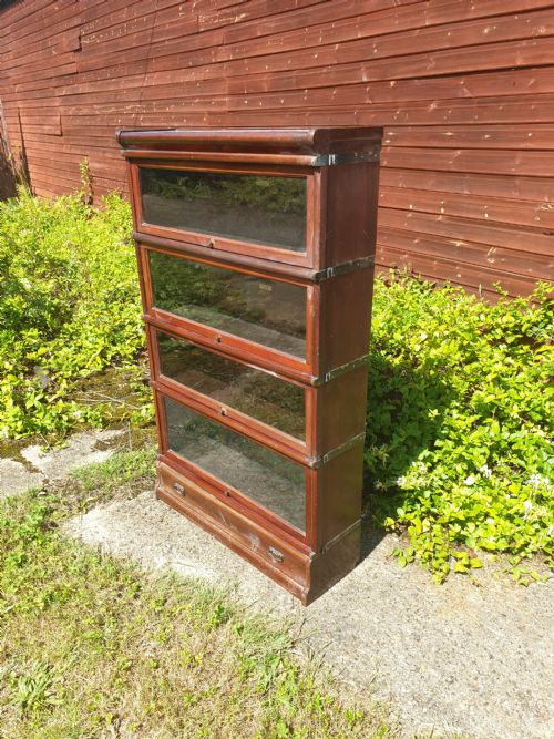 Mahogany 4 Tier Globe Wernicke Bookcase Cabinet.