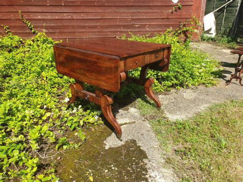 19th Century Inlaid Mahogany 2 Drawer Sofa Table.