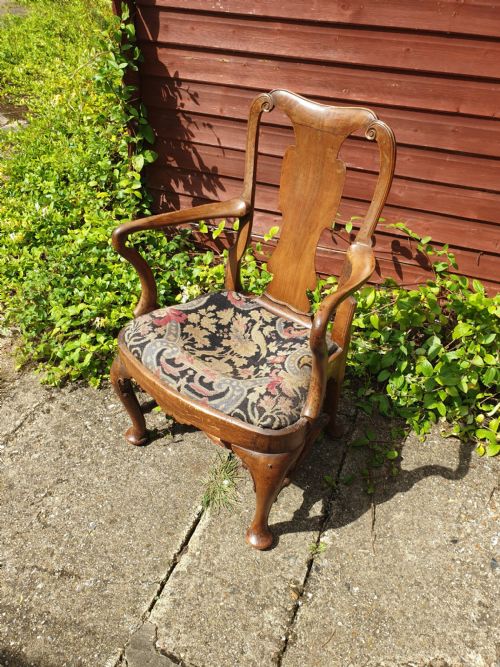 Early 19th Century Walnut Open Armchair