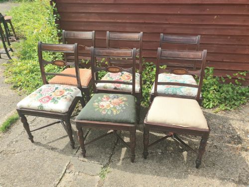 Set of 5+1 Early Victorian Mahogany Dining Chairs