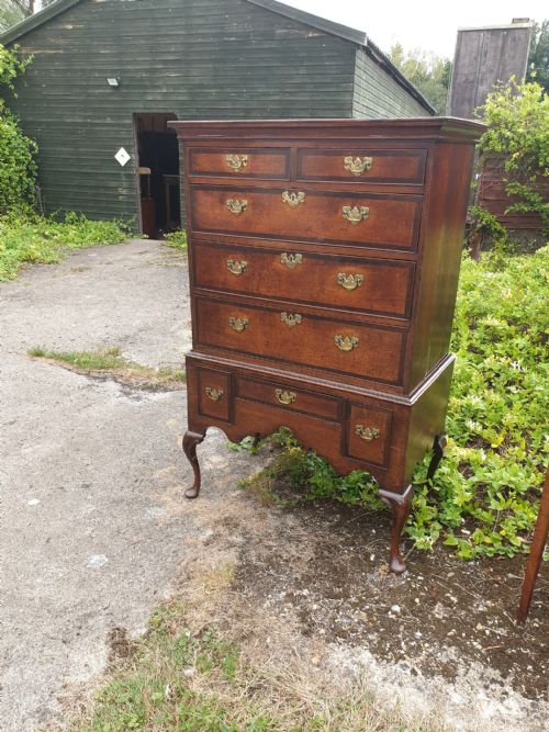 Early 18th Century Oak and Banded Chest on Stand