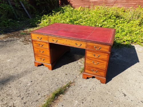 Large Mahogany Pedestal Partners Desk