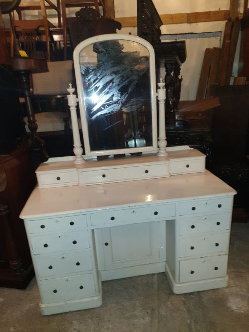Victorian Country House Painted Pine Dressing Table with Mirror