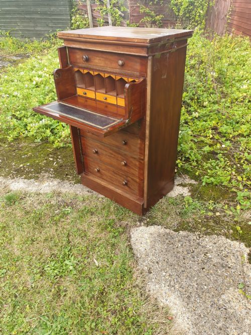 Victorian Mahogany Secretaire Wellington Chest.