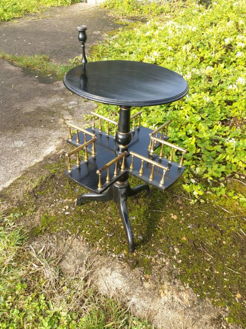 Late Victorian Ebonised and Gilt Revolving Occasional Table