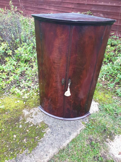 18th Century Bow Front 2 Door Corner Cupboard